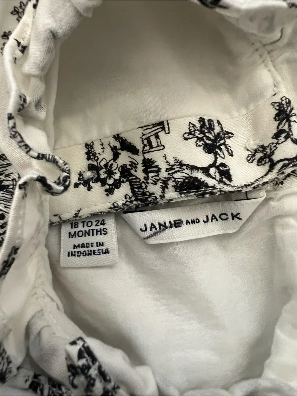 18-24m Janie and Jack Black & White Toile Dress with Matching Diaper Cover